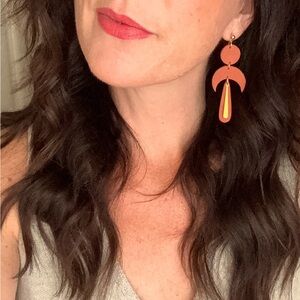 Polymer clay crescent/teardrop boho dangle earrings